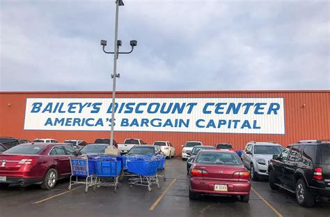 Bailey's discount indiana - Nov 16, 2023 · Turns out, that crazy idea wasn’t so crazy: 38 years later, Bailey’s Discount Center is still arguably in the middle of nowhere – about 5 miles east of North Judson, population 1712 – but their now 200,000 sq. ft. building provides eight times the retail space and has grown from two brothers making ends meet to a staff of more than 100 ... 